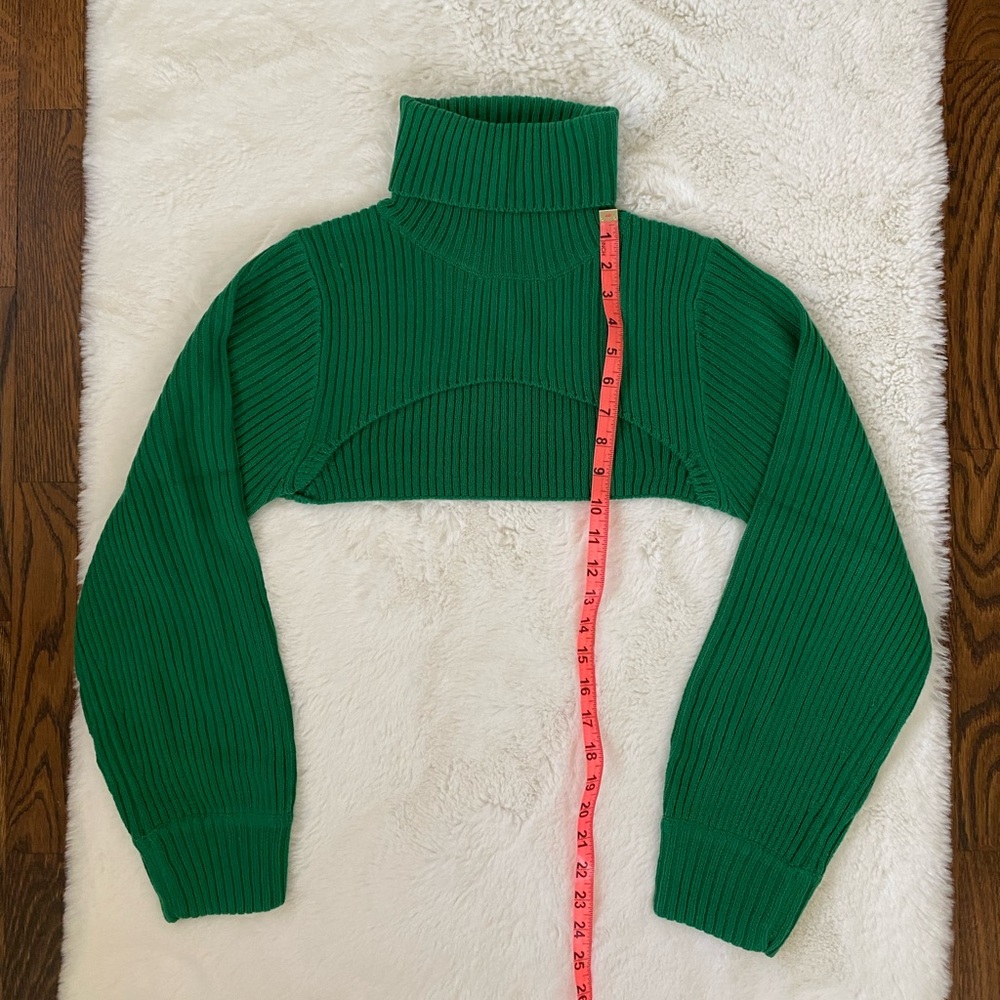 NWT Green Cropped Ribbed Knit Turtleneck Sweater | H&M - Picture 8 of 15